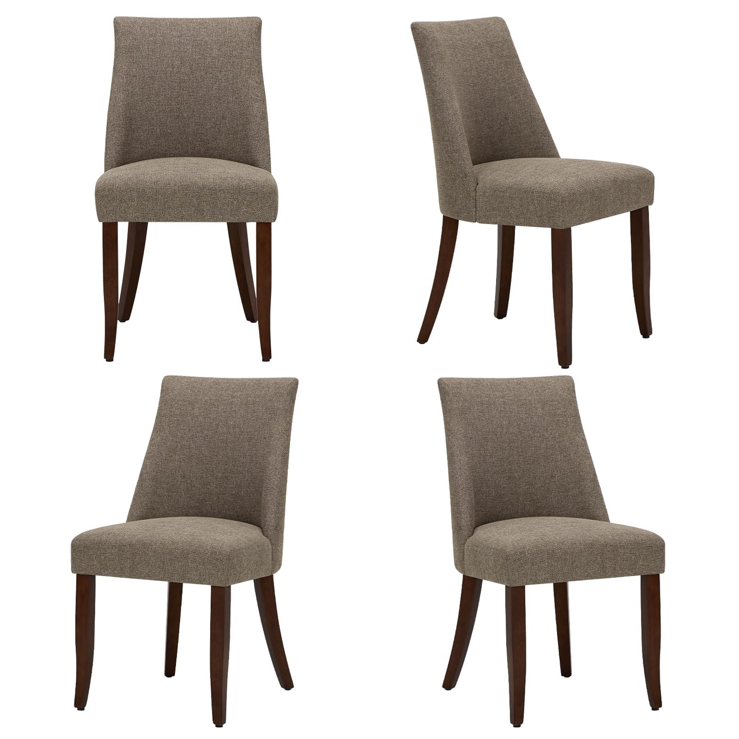 COLAMY Upholstered Dining Chairs Set of 4, Linen Fabric Parsons Dining Room Chairs with Curved Backrest, Solid Rubber Wood Legs