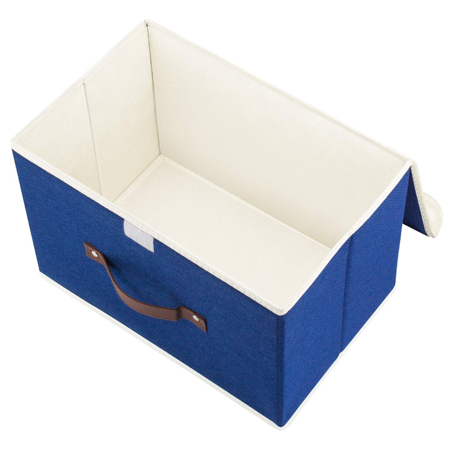 TYEERS Collapsible Storage Box with Lid, Fabric Storage Box for Clothes, Wardrobe Storage, 38x25x25 cm, Set of 5, Classic Blue