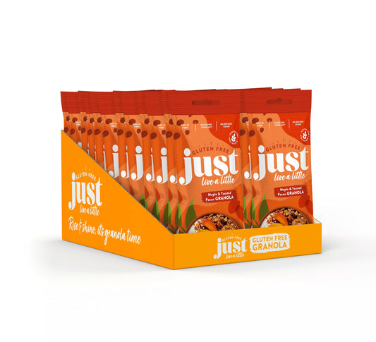 Just Live a Little Gluten Free Granola | 45g x 24 packs | Vegan Granola No Added Sugar (Maple & Pecan 24 x Portion Pack)