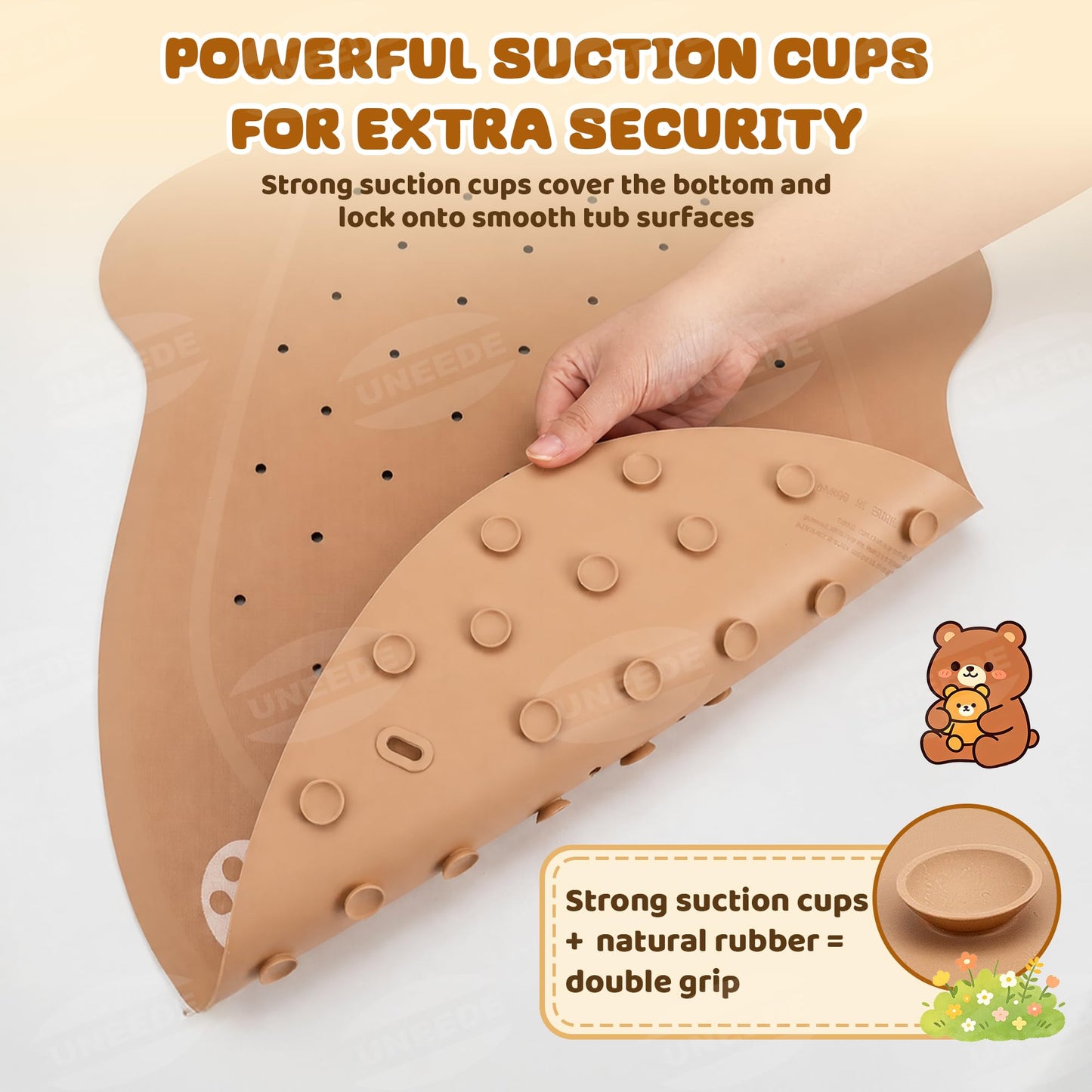 UNEEDE Baby Bath Mat Non Slip Anti Mould Natural Rubber