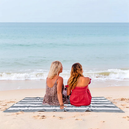 Ouxiaobai Cotton Oversized Beach Towel - 35 x 70 Inch Large Size Pool Towel, Striped Soft Cabana Swim Towel Grey