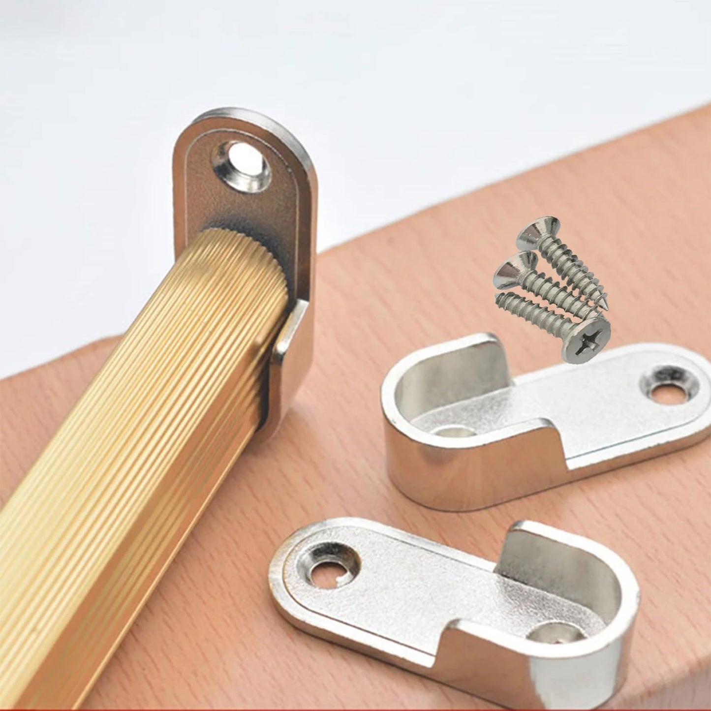 Oval Wardrobe Rail Holder Wardrobe Hanging Sockets 15mm Rail Rod End Supports Wardrobe Rod Socket Fitting Round Bracket Zinc Alloy Flange