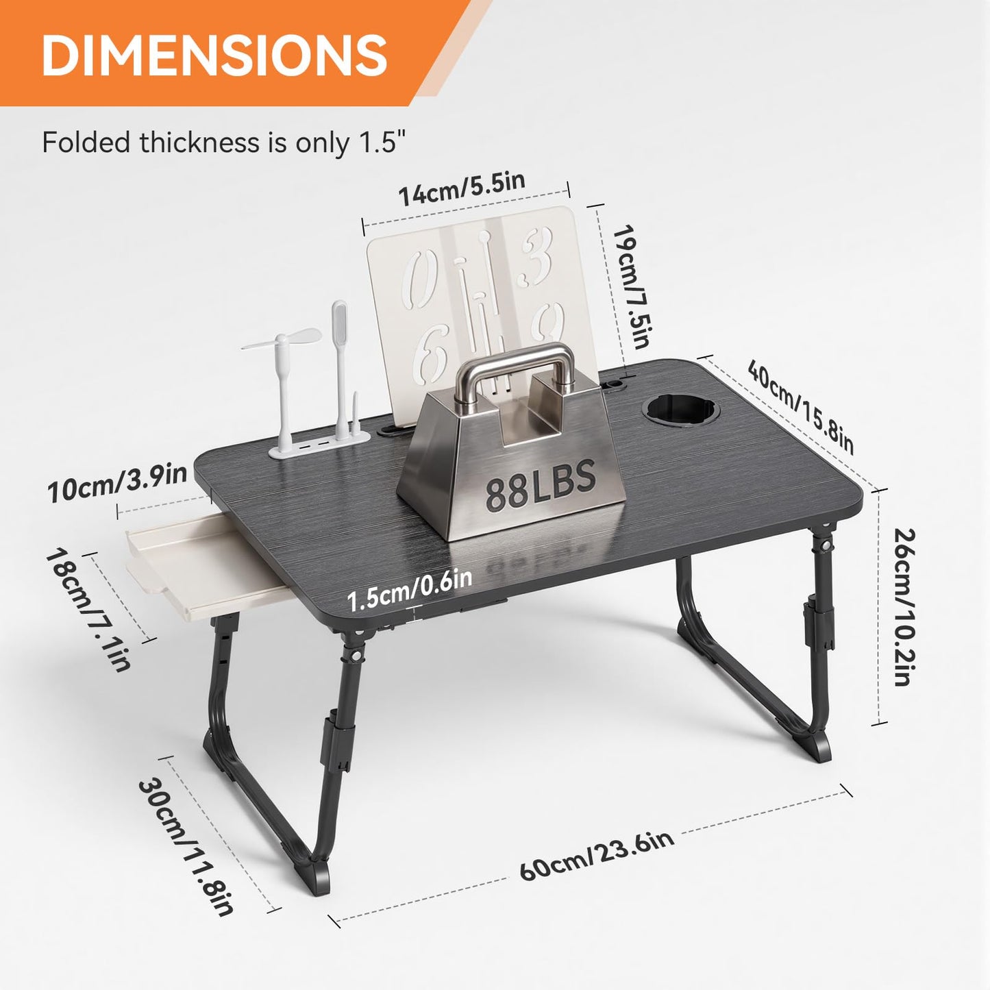 BTGGG Laptop Bed Table Height Adjustable, Upgraded Bed Desk with USB Charge Port & Side Drawer