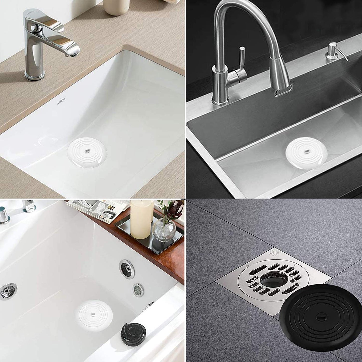 1 pack Silicone Tub Stopper,Drain Stopper Universal Sink Plug,Drain Plug for Kitchens, Bathrooms and Laundries, Sink Bathtub Drain Cover(15.3cm/6inch)
