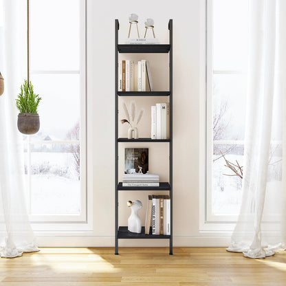 ELYKEN Slim Leaning Ladder Shelf Wall Mounted Wooden Narrow Shelf Unit