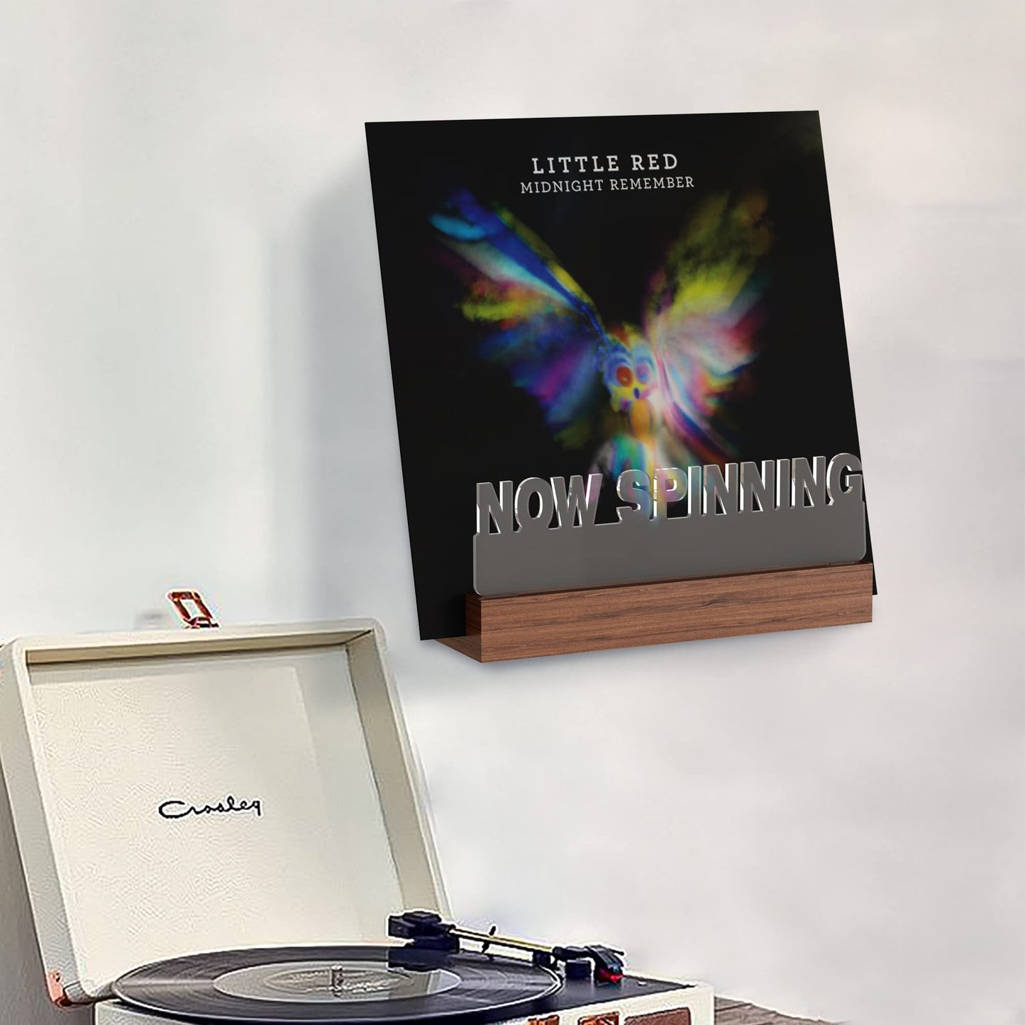 Ammonite Light up Now Spinning Vinyl Record Stand Wall Mount, Now Playing Record Player Stand