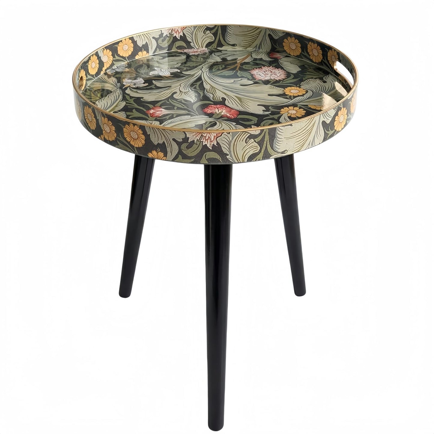 Simmer Stone Round Indoor Side Tables with Detachable Wooden 3 Legs, Versatile Tray Table, Perfect For Round Coffee Table Tea