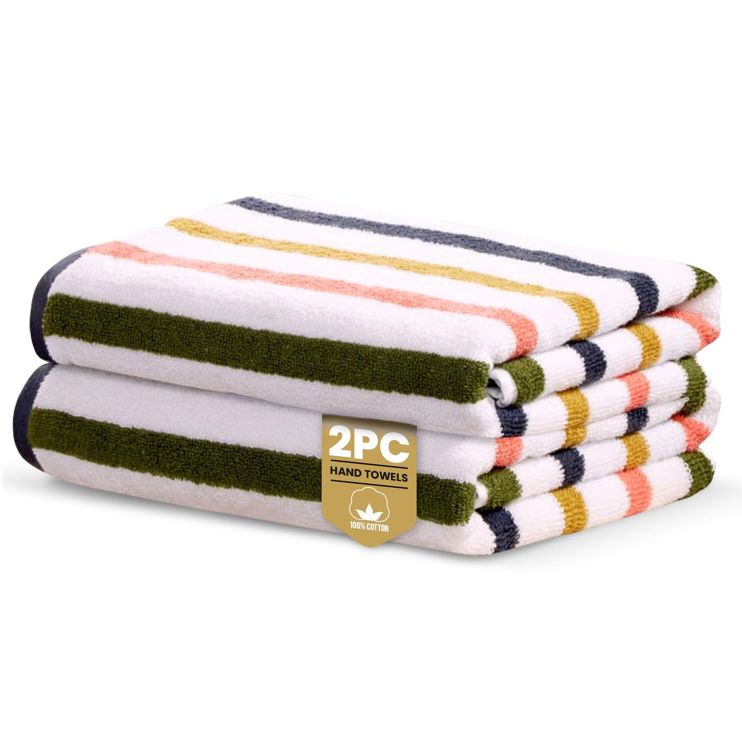 Rapport Home Amalfi Hand Towels 2 Pack | Multi | 50x85cm | Luxurious 500GSM 100% Cotton | Oeko-Tex Certified Absorbent & Soft Bathroom Towel Set