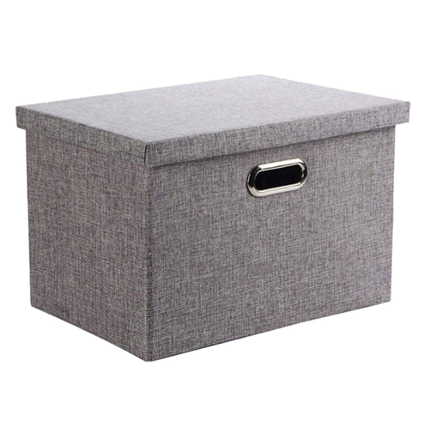 Wintao Storage Boxes with Lids, Collapsible Fabric Storage Baskets for Shelves, Grey, Small, 33 x 22 x 18 cm, 1 Pack