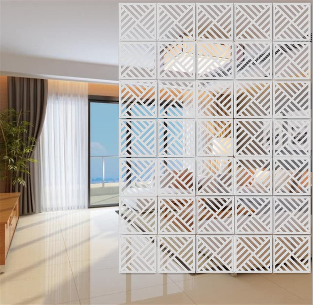 12Pcs/Set White Hanging Room Divider Screens DIY Panel Screens Partition Wall Dividers Room Decorative With All Accessories 29 x 29 cm (M3)