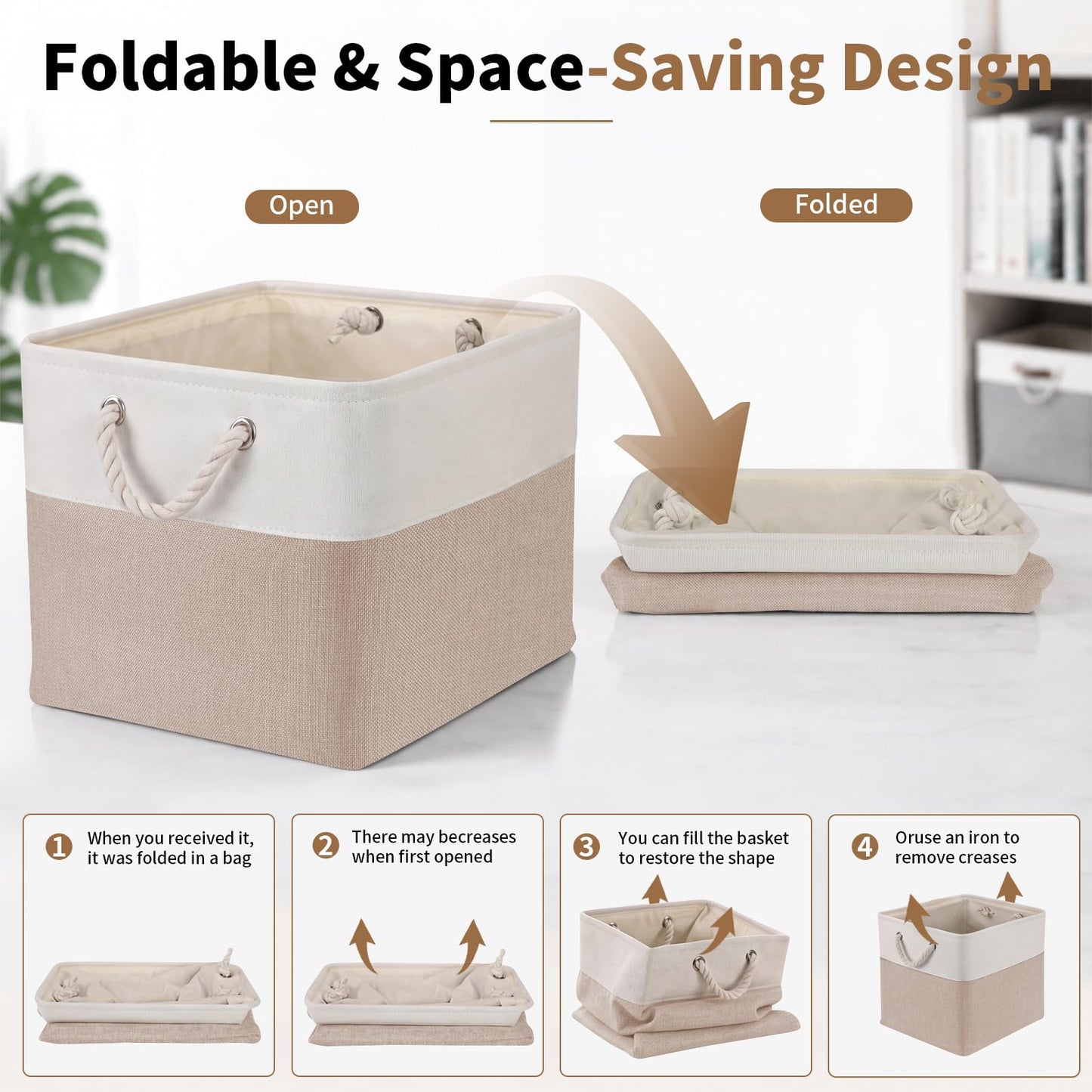 ICEMOR 33×38×33cm Foldable Storage Cubes,6-Pack Cube Storage Bins with Handles,Compatible with Kallax Shelving,Fabric Storage Boxes for