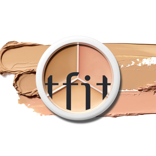 TFIT Cover Up Pro Concealer Palette - 3-in-1 Full Coverage Color Correcting Cream (Hydrating, 02 Warm, 0.52 Oz) for Dark Circles, Spots, Puffiness -