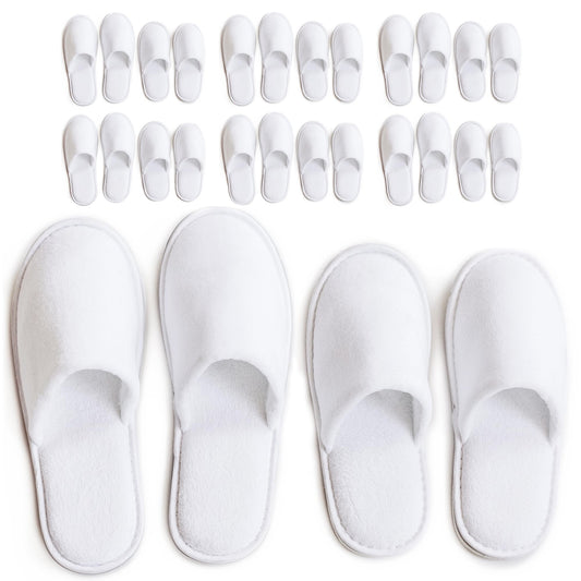 Modlux Disposable Spa Slippers Cotton Velvet with Bags, 12 Pair (6 L,6 M), White
