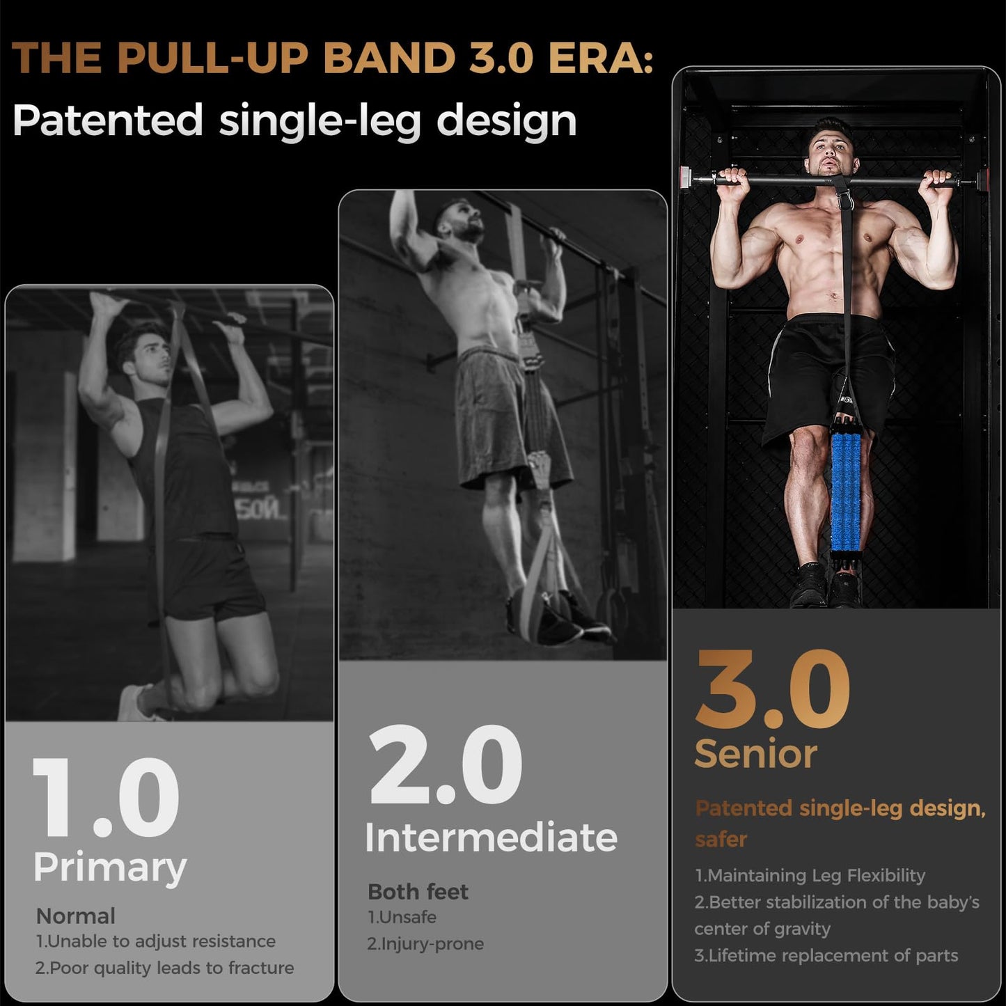 Innstar Pull Up Assistance Bands, 3 Heavy-Duty Adjustable Pull Up Bands Set, Pull Up Bands Assistance Bands for enhanced strength training - Patent