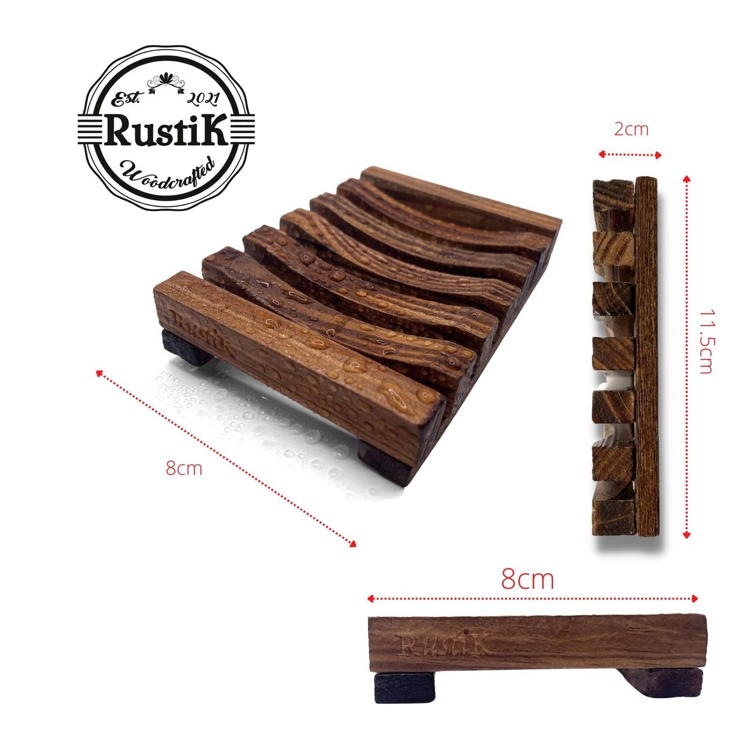 Wooden Soap Dish/Tray By RustiK, Handmade, Eco Friendly, Natural, Woodcrafted For Kitchen, Bathroom, Shower.