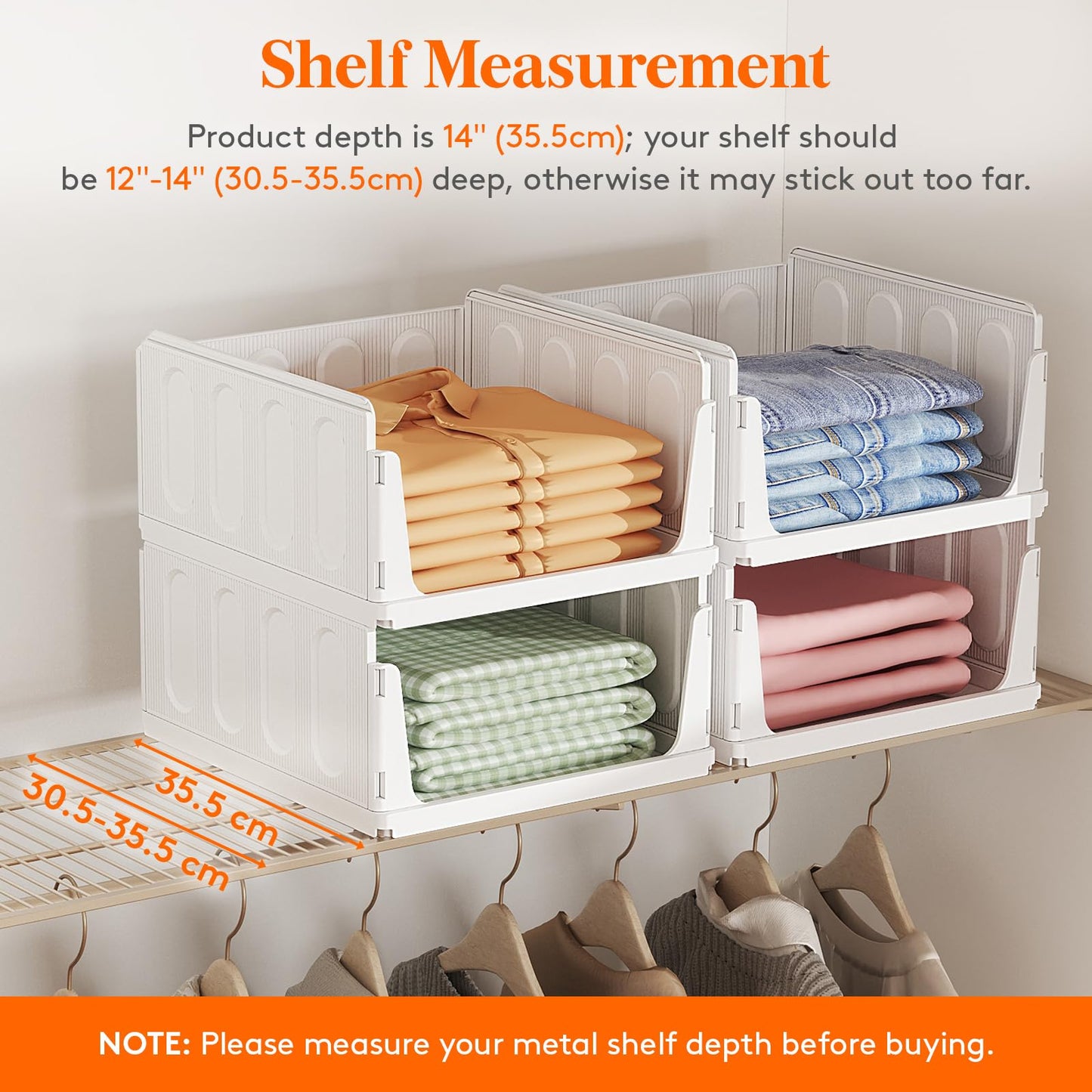 Lifewit 8 Pack Stackable Wardrobe Storage Organiser Hat Boxes 35.5 cm Depth
