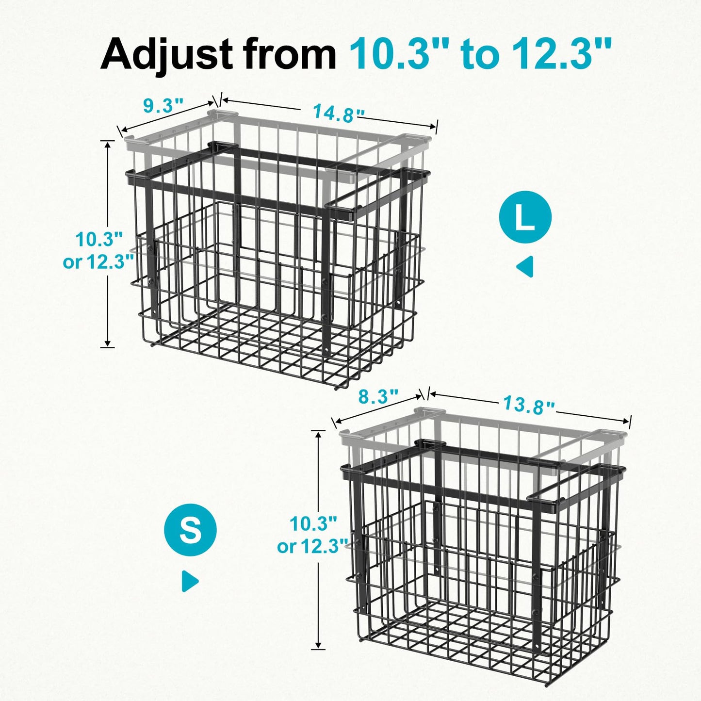 iSPECLE Freezer Baskets for Chest Freezers, 2 Pack Fits 12" Pizza Adjustable for 5 to 7 Cu.Ft Chest Freezer, Stackable Wire Baskets with Handles