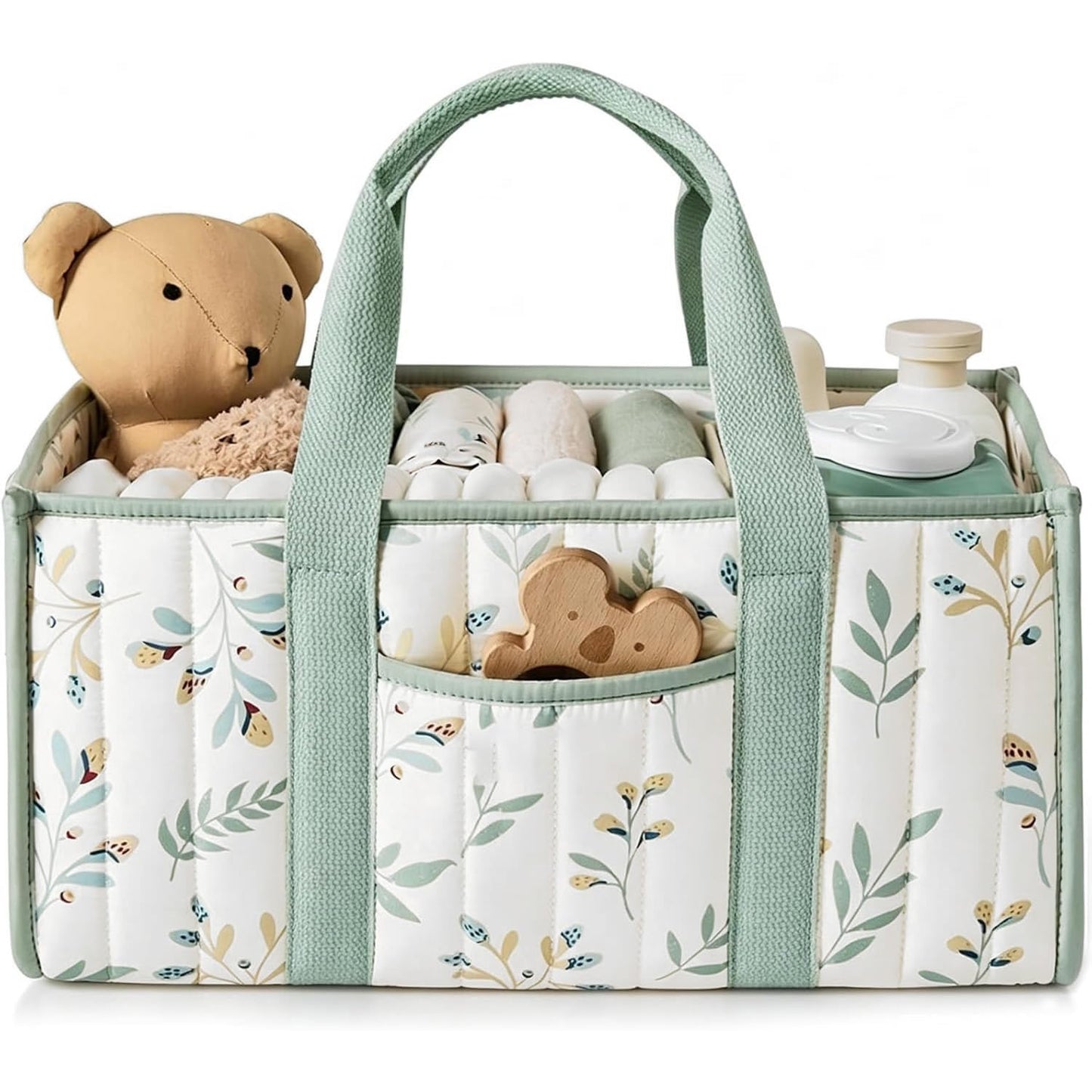 Nappy Caddy Organiser, Newborn Essentials Diaper Caddy for Nappy Station with Detachable Compartments, Sturdy & Portable Stylish Storage Basket