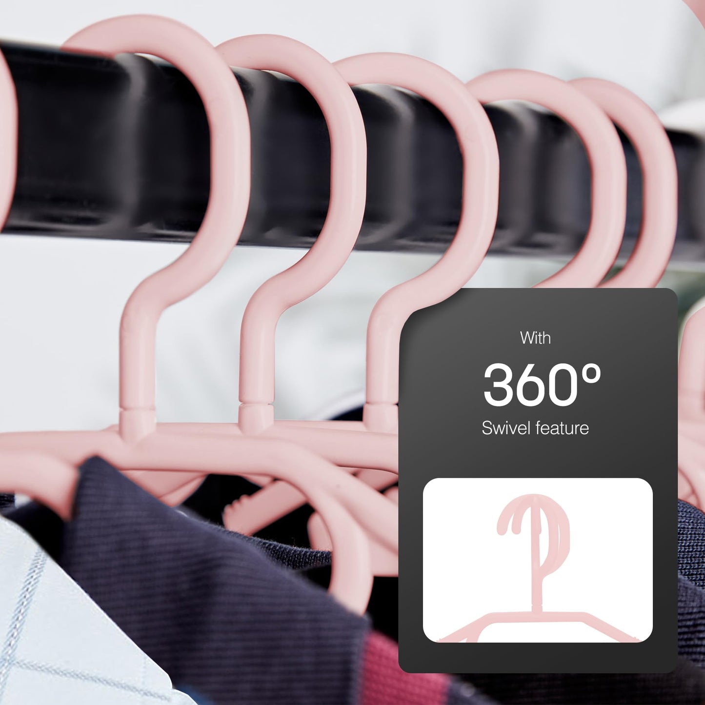 KEPLIN Space Saving White Plastic Coat Hangers - 20 Pack | Heavy Duty Swivel Hook for Clothes, Coats, Dress, Shirt, Jacket, Trouser