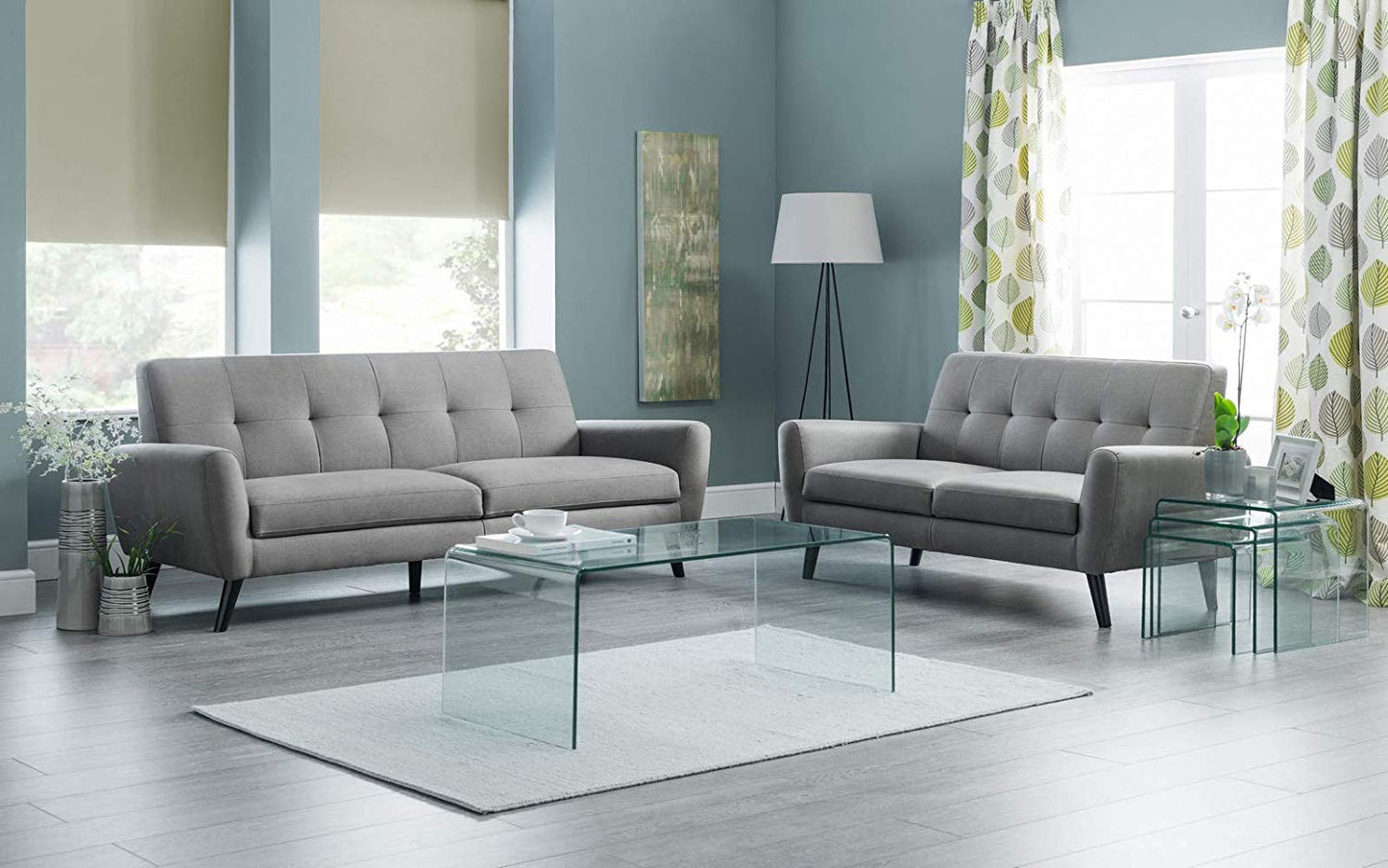 Panana pal Bent Glass Nest Tables Set of 3 Side Tables Coffee Table (Clear)