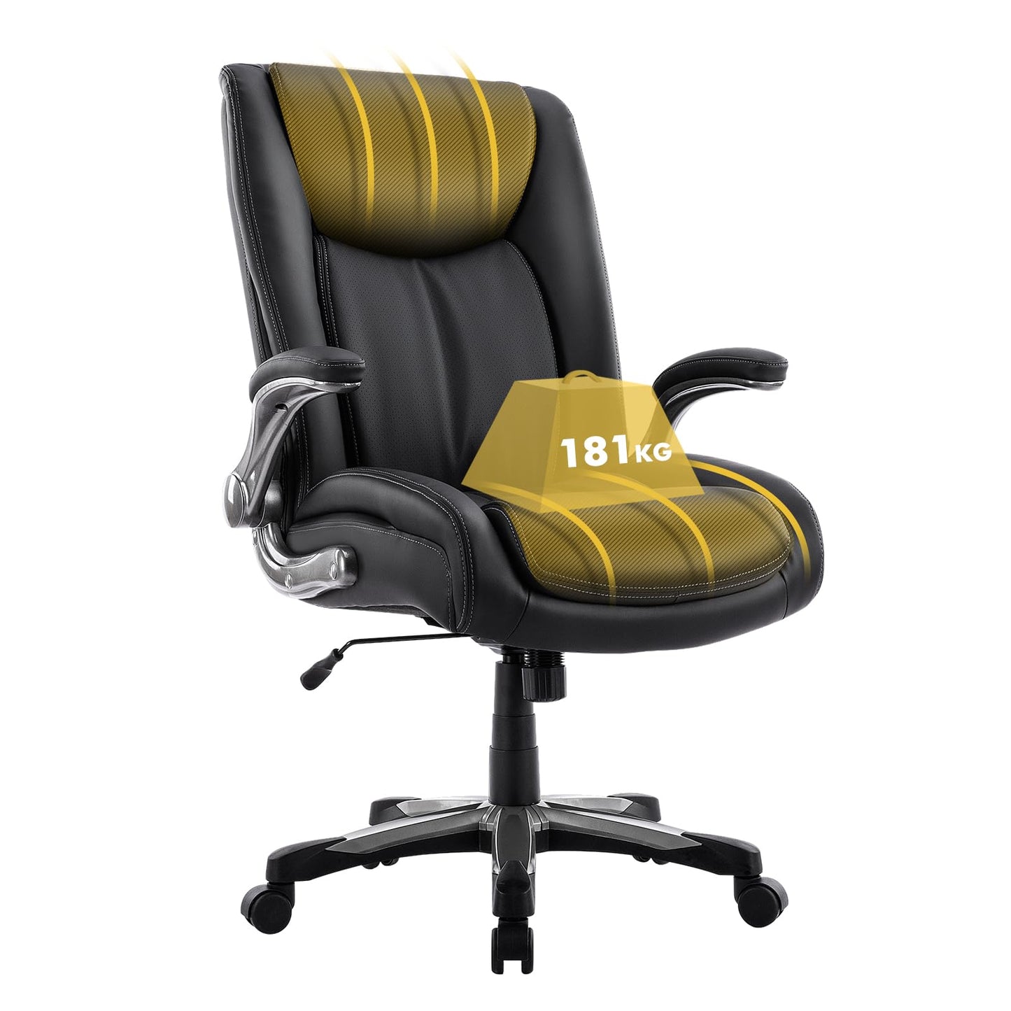 COLAMY Big and Tall Office Chair 400lbs, PU Leather Executive Office Chair for Heavy People