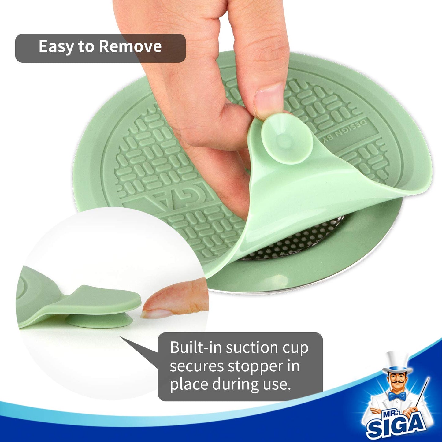 MR.SIGA Silicone Bathtub Stopper, Drain Stopper for Shower, Sink, 3 Pack