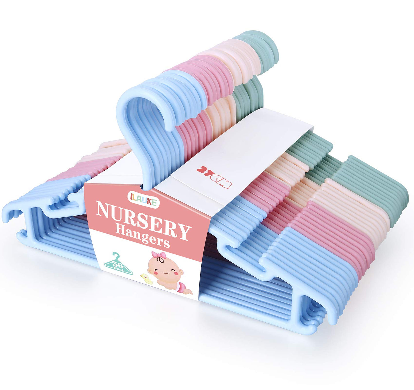 ilauke 36 Pack Baby Clothes Hangers, Plastic Kids Hangers with Notches