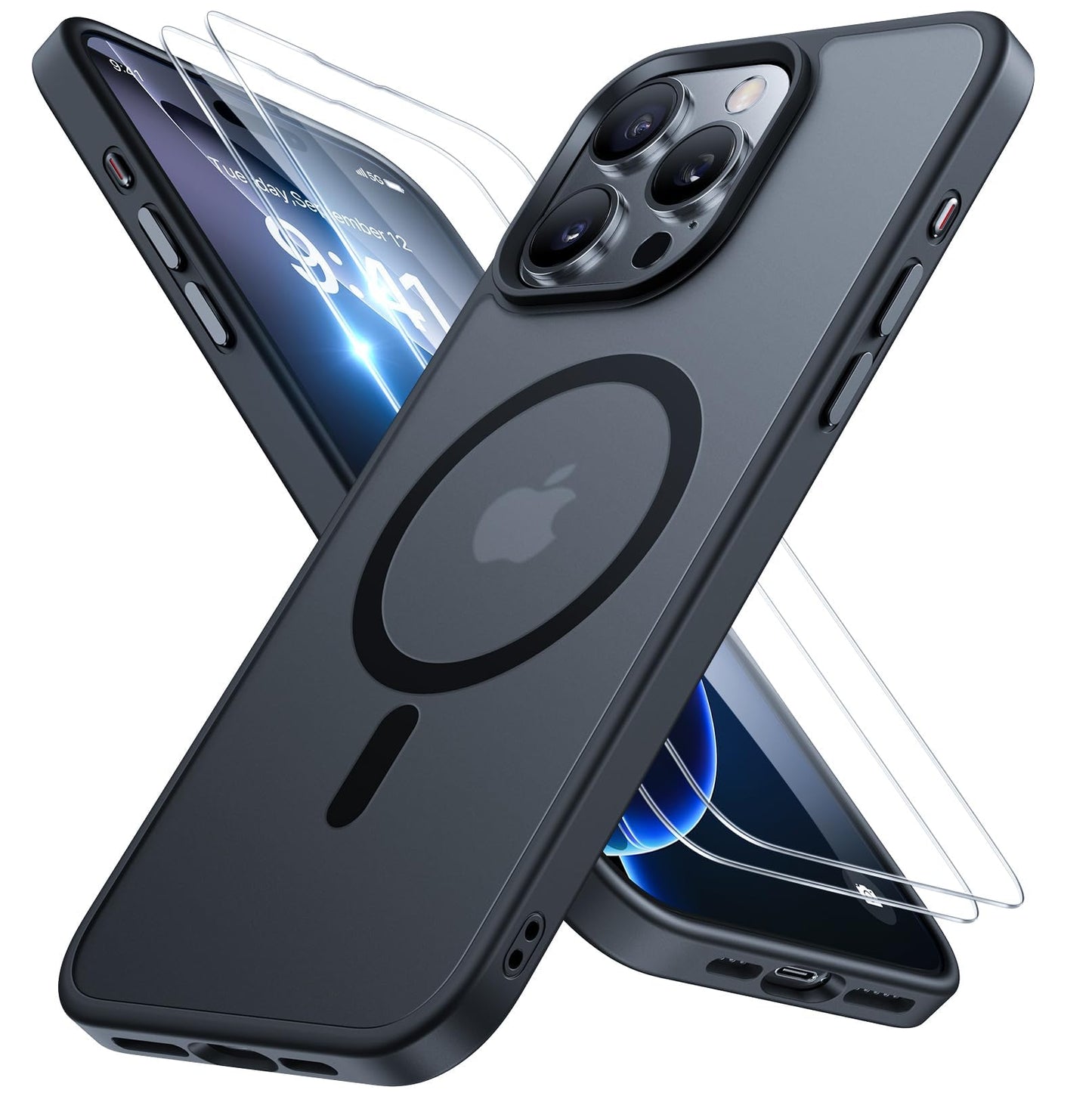 Miracase Magnetic for iPhone 16 Pro Max Case [Compatible with MagSafe] [With 2X Screen Protectors] Military-Grade Protection, Anti-Fingerprint, Slim