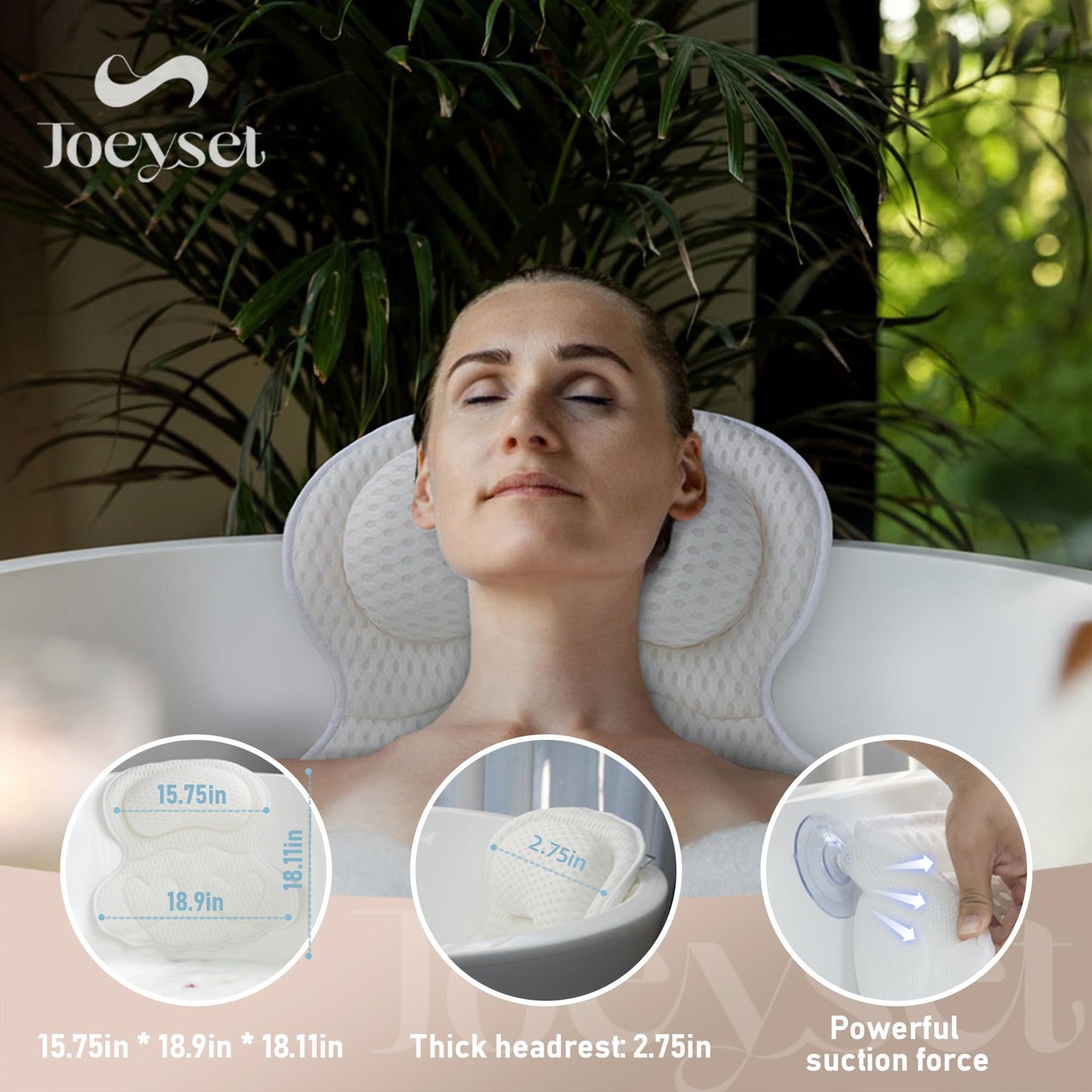 Joeyset Bath Pillows for Tub Luxury, Bath Pillow for Head and Neck, Fit Bathtub Hot Tub Relaxing Gifts for Women