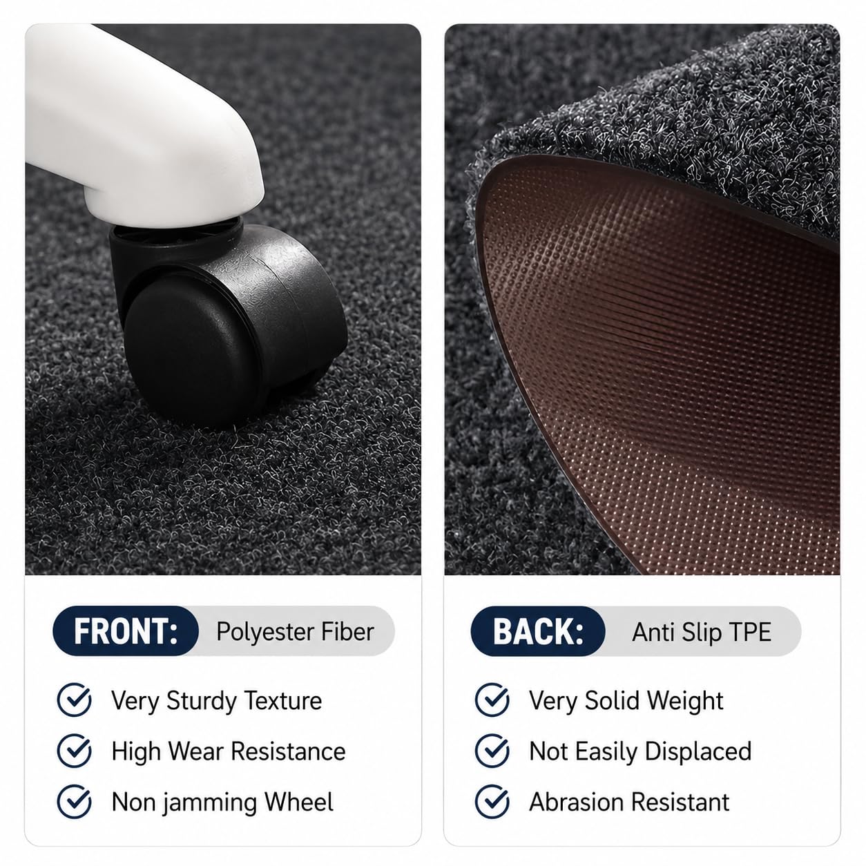 Office Chair Mat for Hardwood Floor,100x100cm Round Desk Chair Floor Protector Mat Rug for Gaming Rolling Chair