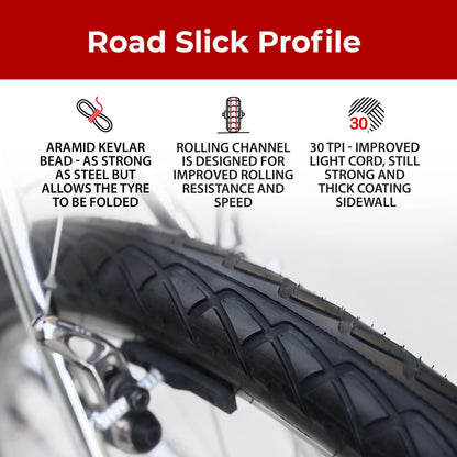 Fincci Set Pair 26 x 2.125/2.1 inch Slick Hybrid Foldable Bike Tyres 54-559 Tyre with Schrader Inner Tube for Cycle Road Mountain MTB Bicycle with