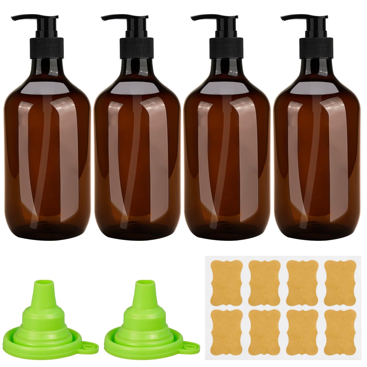 benlidoner 4 Pack Amber Soap Dispenser, 500ml Liquid Soap Dispenser