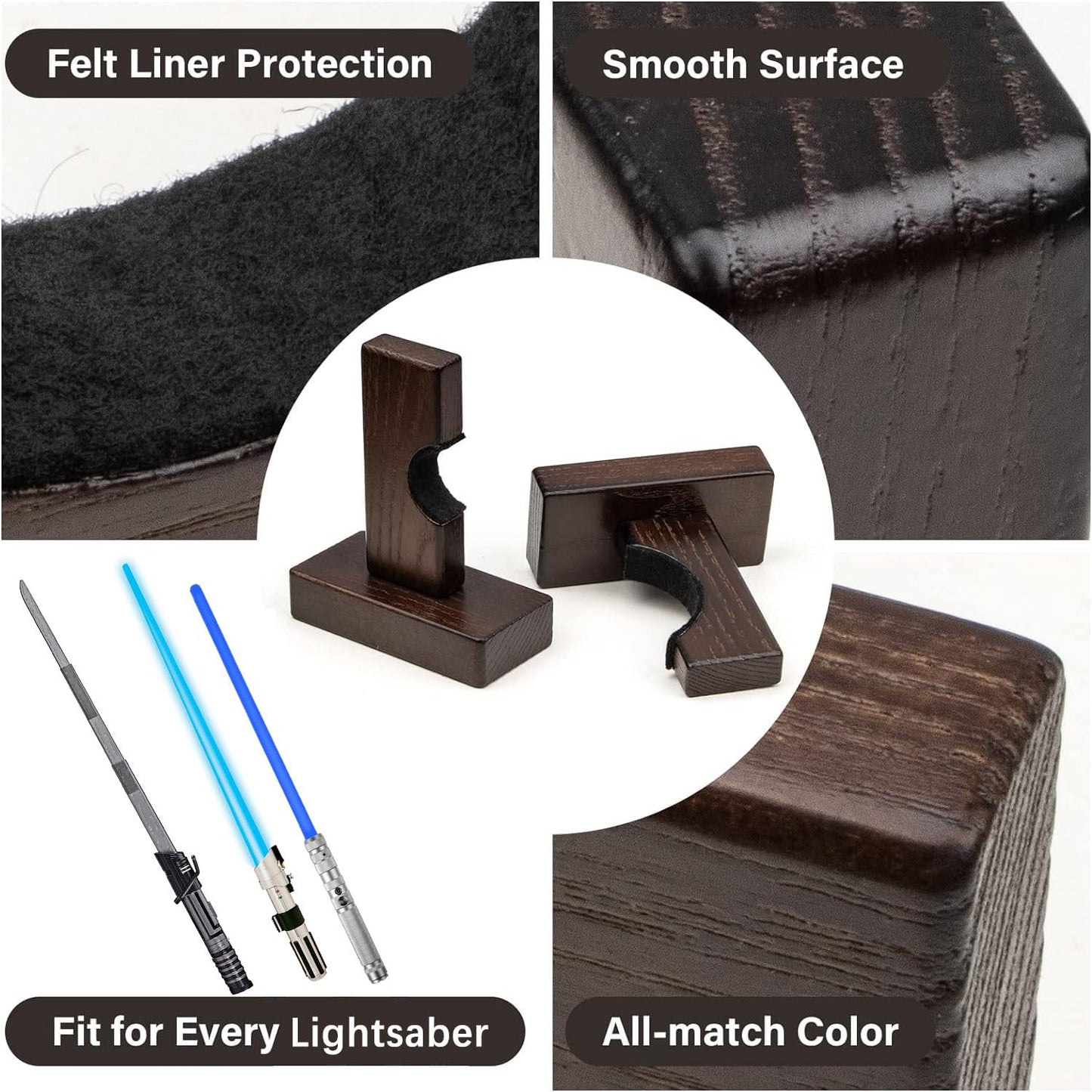 WANLIAN Lightsaber Wall Mount Wooden Display Lightsaber Holder Horizontal Display On Wall