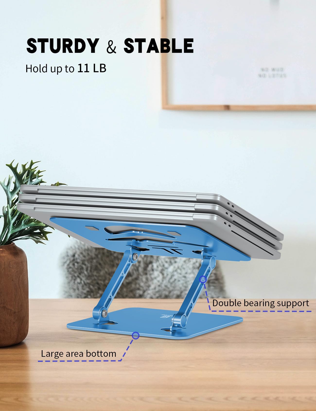Tobeoneer Aluminum Adjustable Laptop Stand for Desk,Foldable, 10-16"