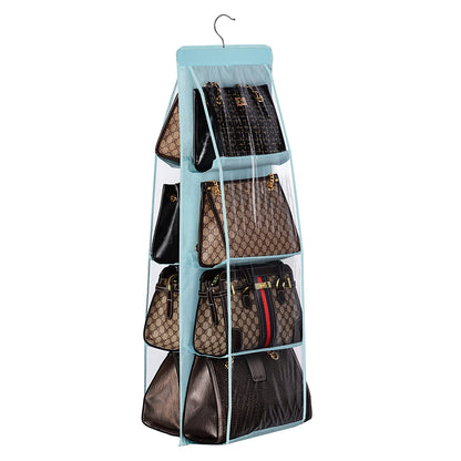 Lirex Handbag Hanging Purse Organizer for Closet, 8 Pocket Handbag Storage Organizer Hanger Oxford Cloth Closet Organizer for Family Closet Bedroom