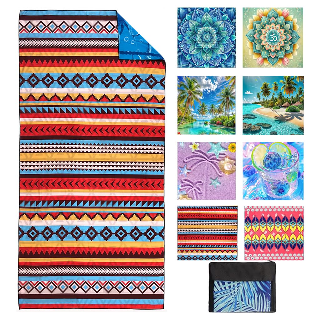 JAODFK Microfibre Beach Towel 71"X32" Quick Dry Lightweight Sand Free Extra Large Thin Towels Travel Essentials For Adults Womens Swim Bath