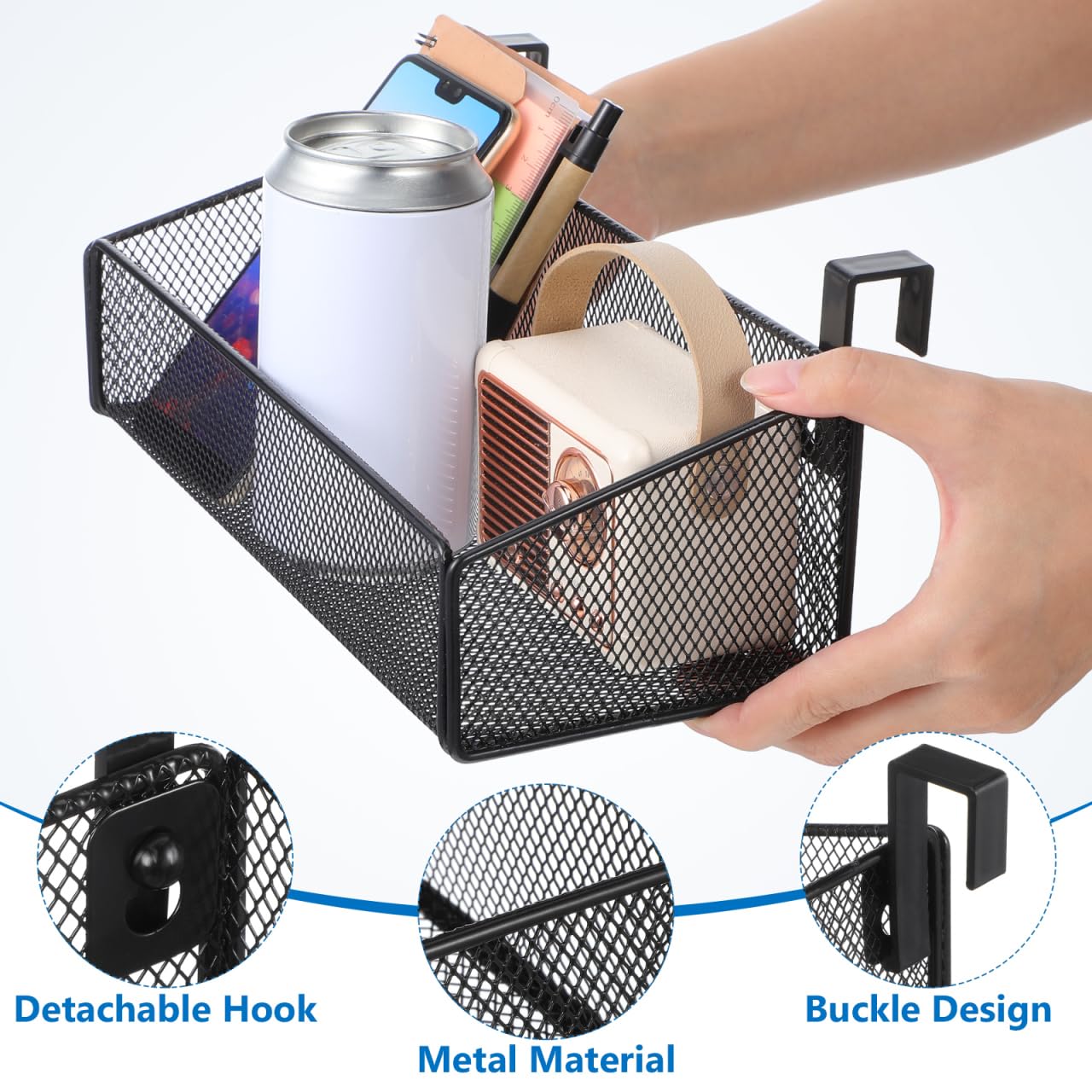 HOOTNEE Metal Hanging Basket No Drilling Space-Saving Storage Basket