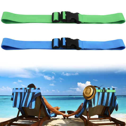 QOPAHI Adjustable Sun Lounger Straps with Buckle - Elastic Sunbed Towel Bands for Beach & Pool Chairs, Portable Towel Holders for Fix Beach Towels