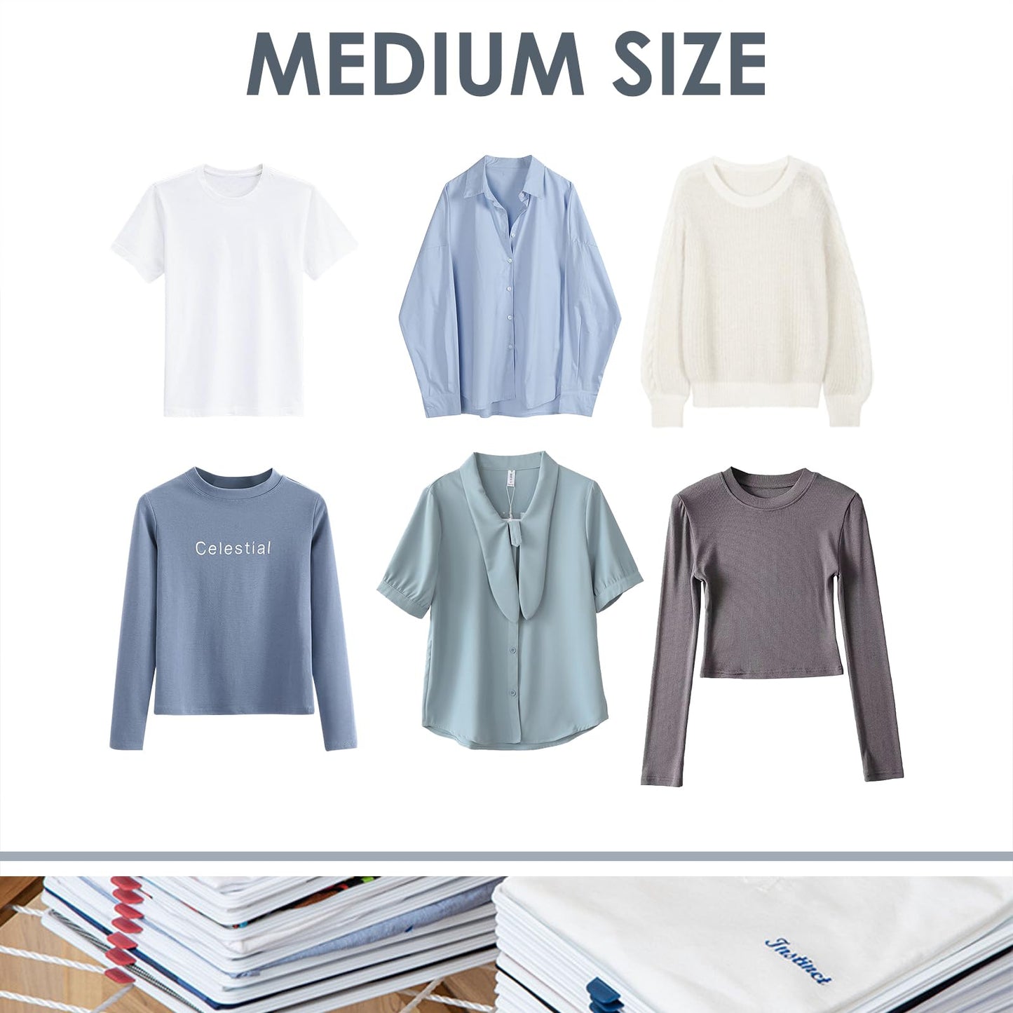 Adorila 10 Pack T-Shirt Organiser for Kids & Small Clothes, Medium Size