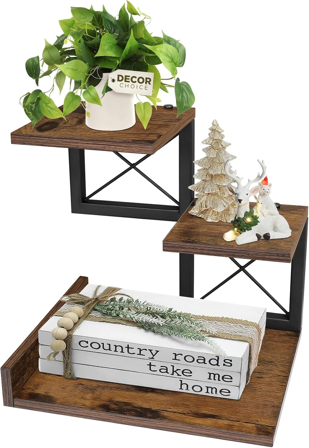 DoToGo Desk Shelf Organizer, Wood Desktop Organizer Small Bookshelf, 3 Tier Storage Shelf Riser Display Stand for Office Decor and Desk Accessories