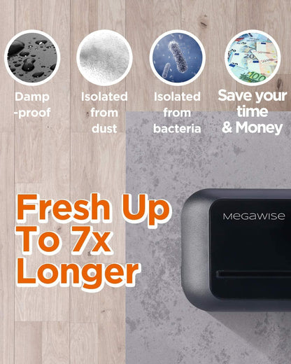 MEGAWISE Vacuum Sealer Machine, Portable Strong Suction Power Food Sealer, Bags and Cutter included with External Vacuum Function, Freshness