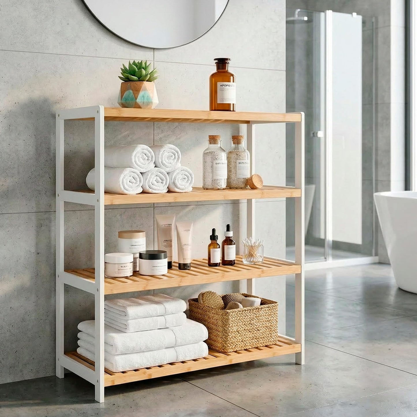 woodluv 4-Tier Shoe Rack, Shoe Storage Organiser, Wooden Storage Rack, Shoe Shelf for Hallway, Living Room, Plants Books, Bedroom,Bathroom