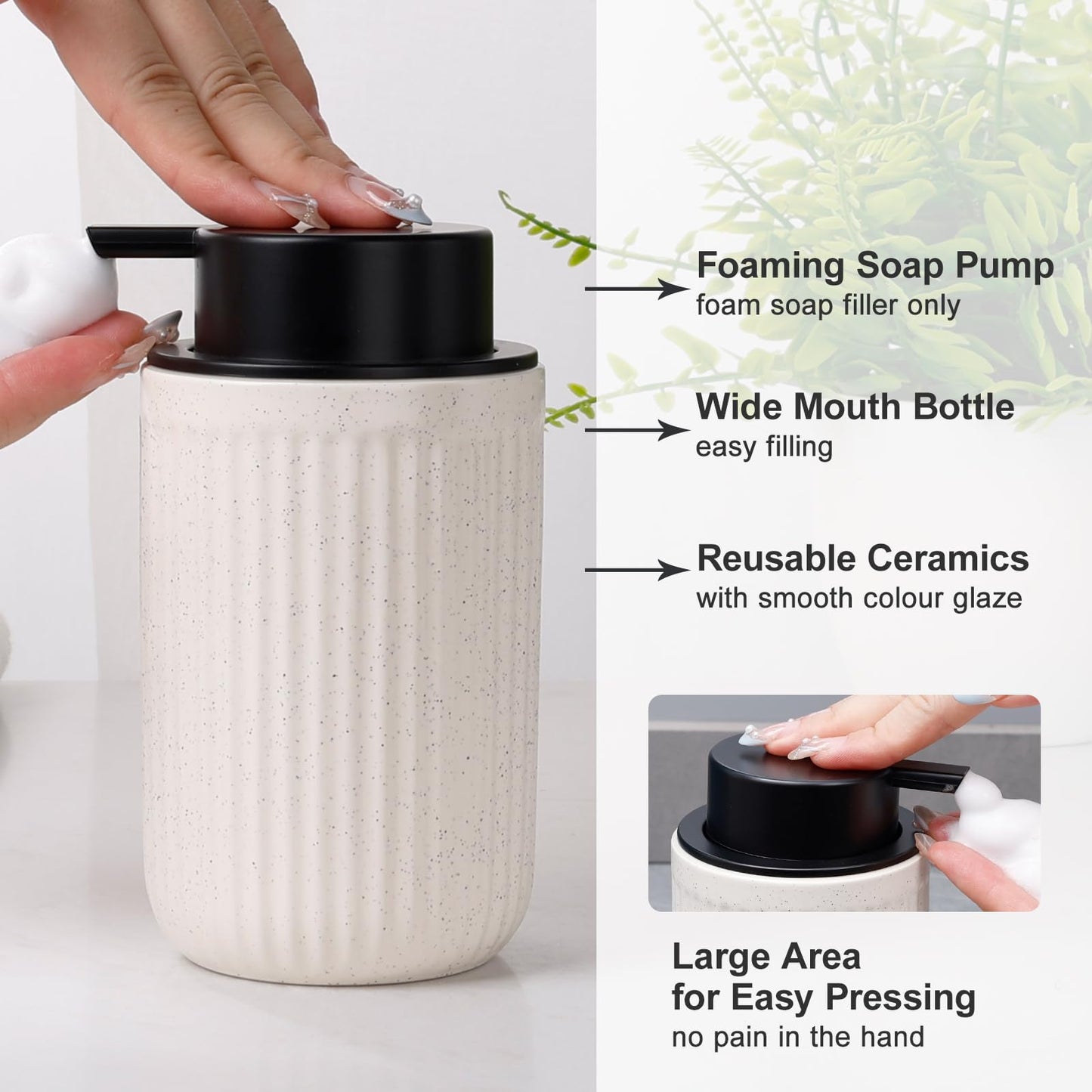 BosilunLife Ceramic Bathroom Accessories Set - Bathroom Counter Soap Set Beige Bathroom Decor Sets Accessories Bathroom Lotion Soap Dispenser and