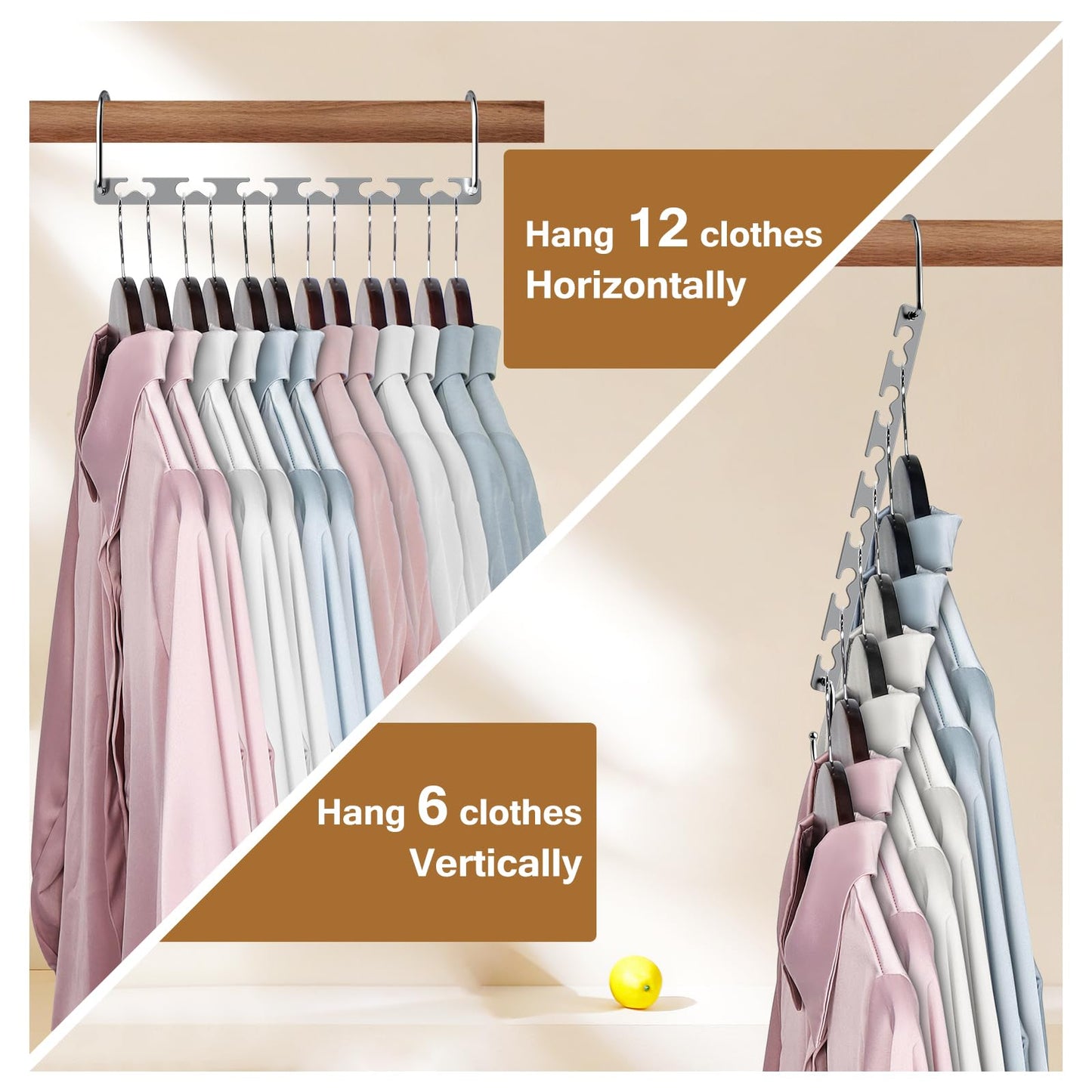Sindax 8pcs Magical Space Saving Hangers, Stainless Steel Hangers for Clothes, Portable Closet Wardrobe Storage Organiser for Trouser Coat and Suits