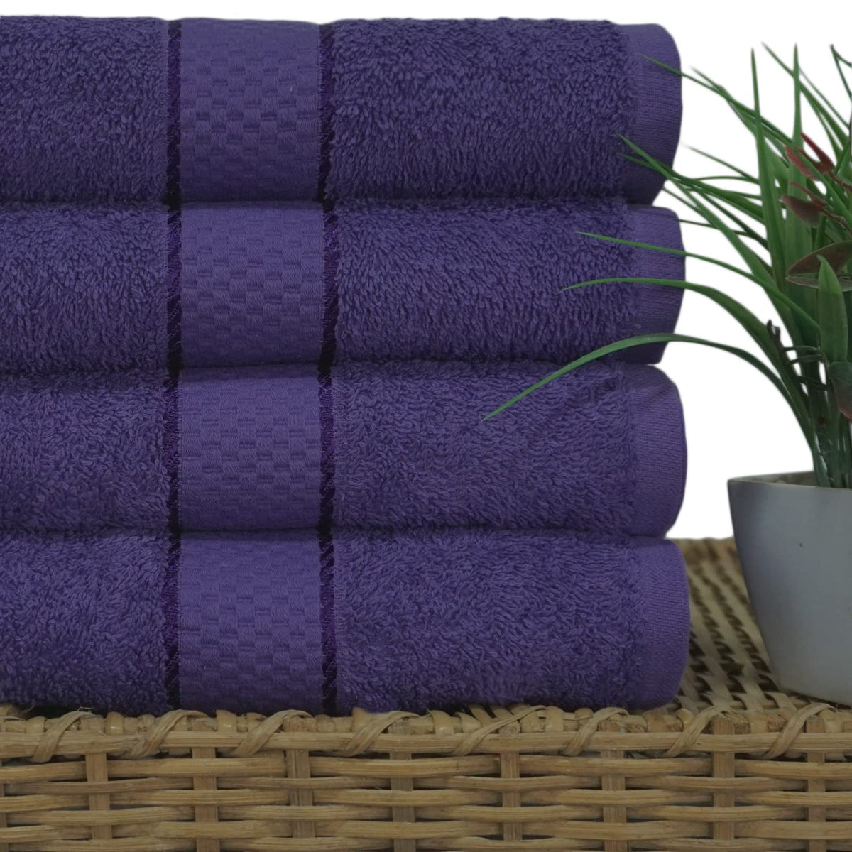 Casabella Luxury Pack Of 4 Bath Sheet 100% Egyptian Cotton Super Soft towel_Purple