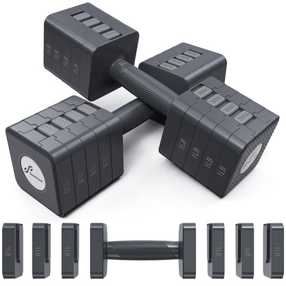 Sportneer Adjustable Dumbbells Set: Each 3-11lbs (1.4-5kg), 5-in-1 Weights Dumbbells Set, Dumbbells Set for Men, for Home Gym Fitness Strength