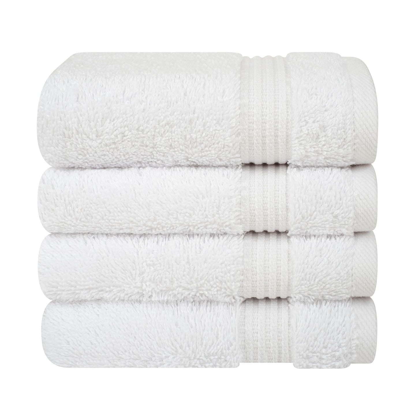 Cotton Paradise 100% Cotton Turkish Washcloths for Bathroom 4 Piece Soft Absorbent Small Hand Face Towels Fluffy Wash Rags for Body, White Wash Cloths