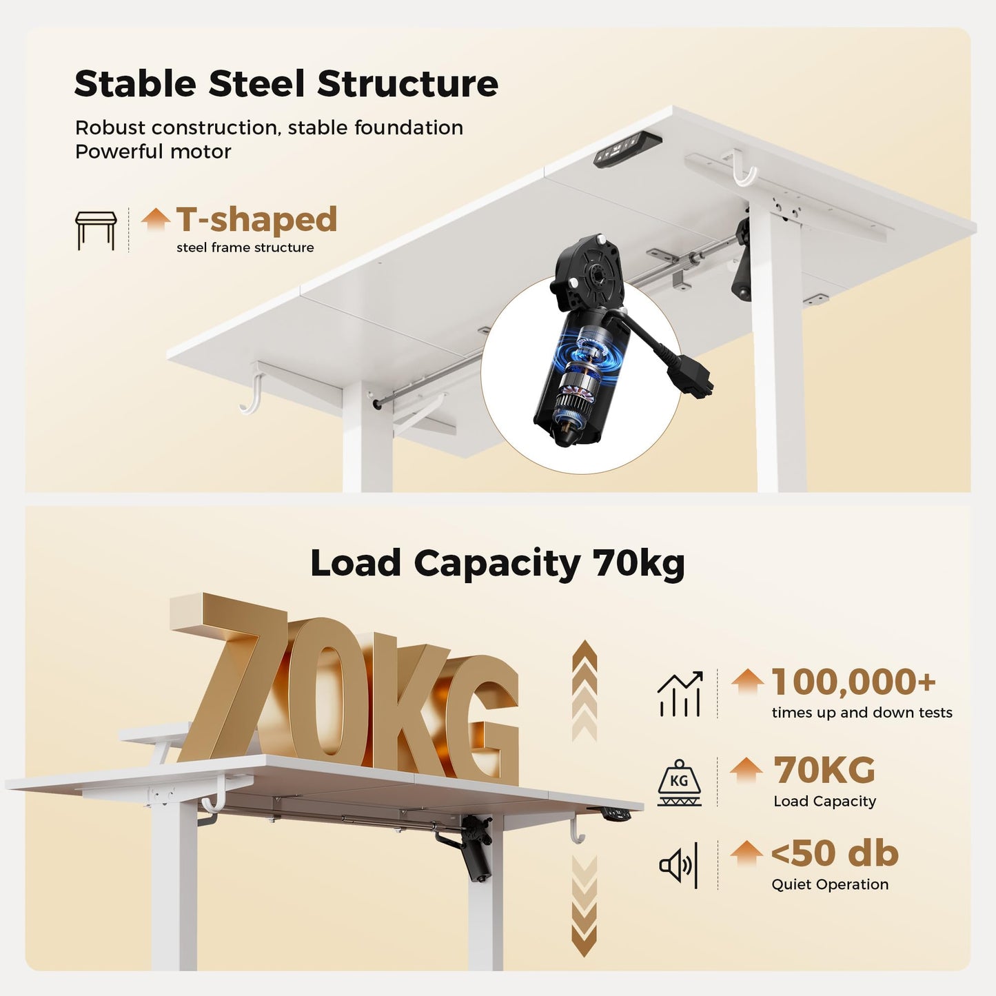 Agilestic Eletric Height Adjustable Desk, Movable Monitorstand, 140x80cm