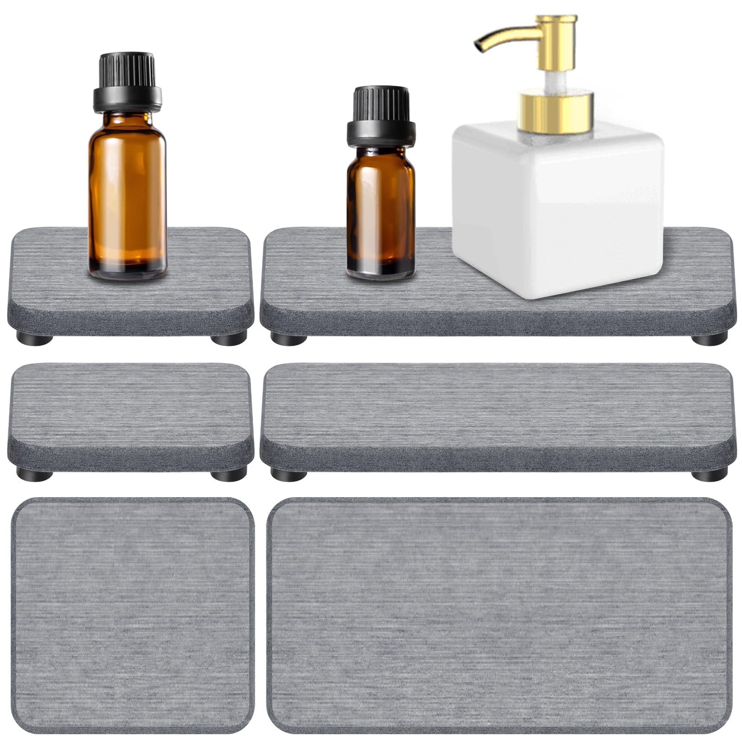 Mardatt 4-in-1 Diatomite Soap Dish Set, Water Absorbent Diatomite Tray, Diatomaceous Earth Coasters Soap Holder