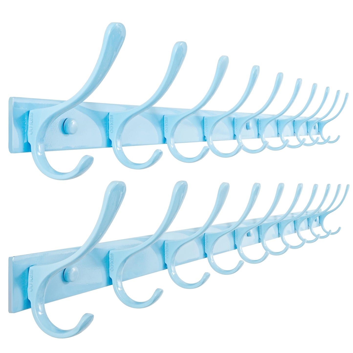 SKOLOO Coat Rack Wall Mounted - 10 Hooks, Pack of 2, Heavy Duty, Stainless Steel, Metal Wall Coat Hanger, Sturdy Wall Hooks for Hanging Coat, Jacket